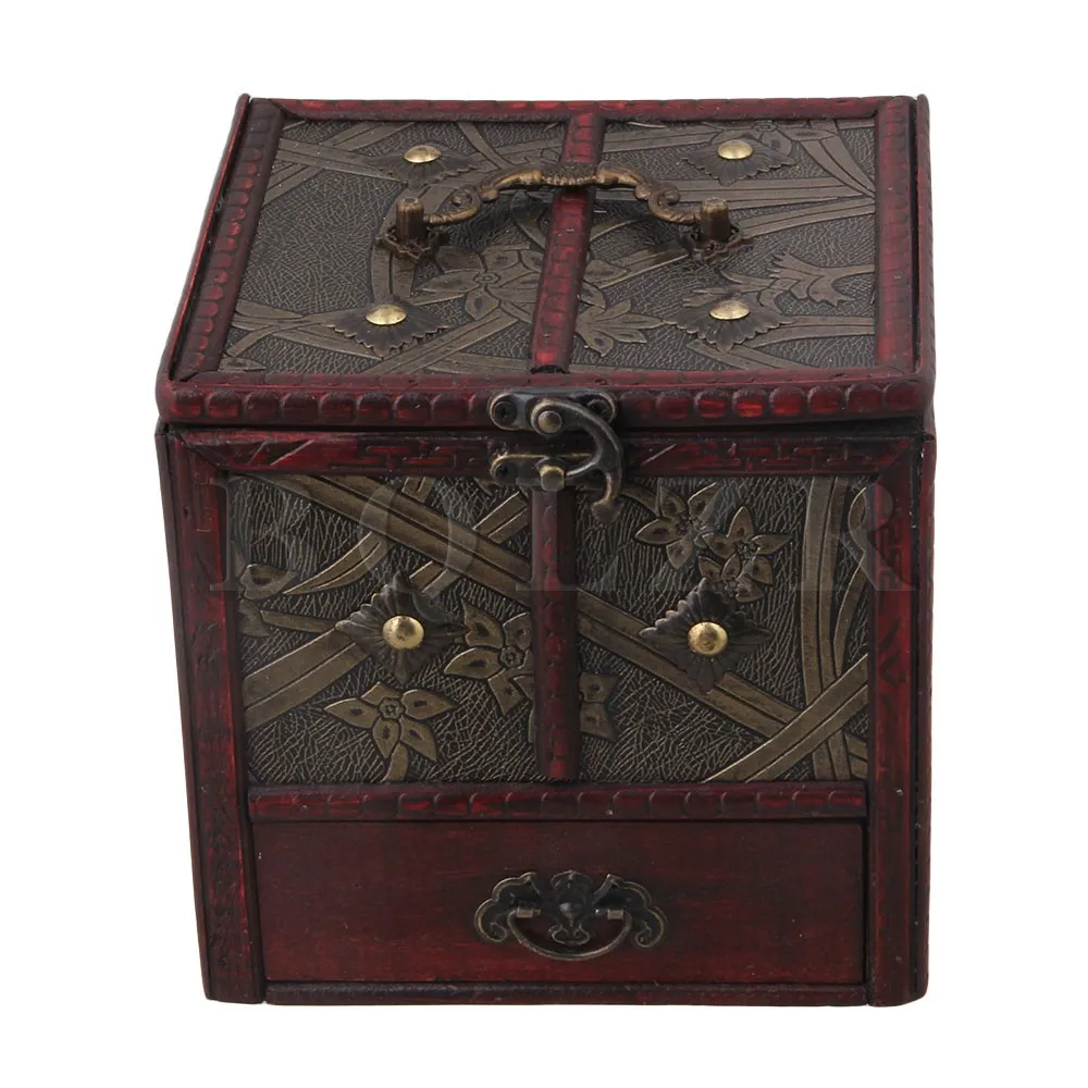 

BQLZR Daffodils Flowers Pattern Wooden Antique Jewelry Box Storage Chest