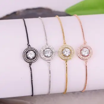 

Simple style ~10Pcs Fashion Jewelry Micro Pave Zircon Crystal Round Connector charm bracelet
