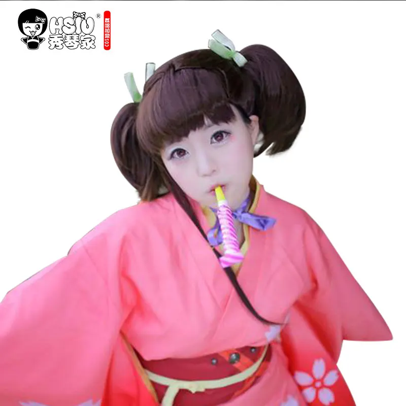

HSIU High quality Dark Brown Mumei anime Cosplay wig KABANERI OF THE IRON FORTRESS Halloween costumes play wig free shipping