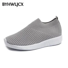 Новая Летняя женская обувь на плоской подошве из сетчатого материала; женская обувь на плоской подошве с обувь дышащая для досуга спортивный