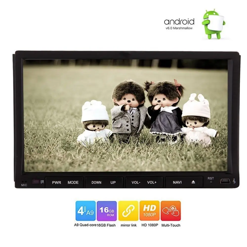 

Android 6.0 Quad Core Car Audio Wifi 7'' 2 Din GPS Navigation Car DVD Player Stereo Full Touch Screen FM Radio for Unversal Car