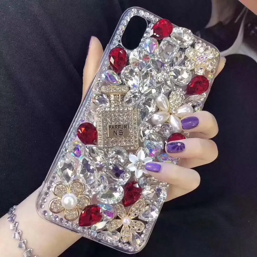 

XINGDUO Bling Perfume bottle diamonds flowers case for Samsung S10 S8 S9 Plus TPU soft shell for samsung A70 A50 A40 M20 M30 M10