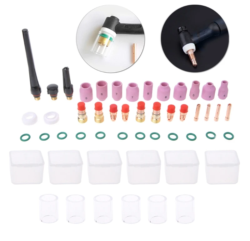

49 Pcs TIG Welding Stubby Gas Lens #10 Pyrex Cup Kit for Tig WP-17/18/26 Torch #Aug.26