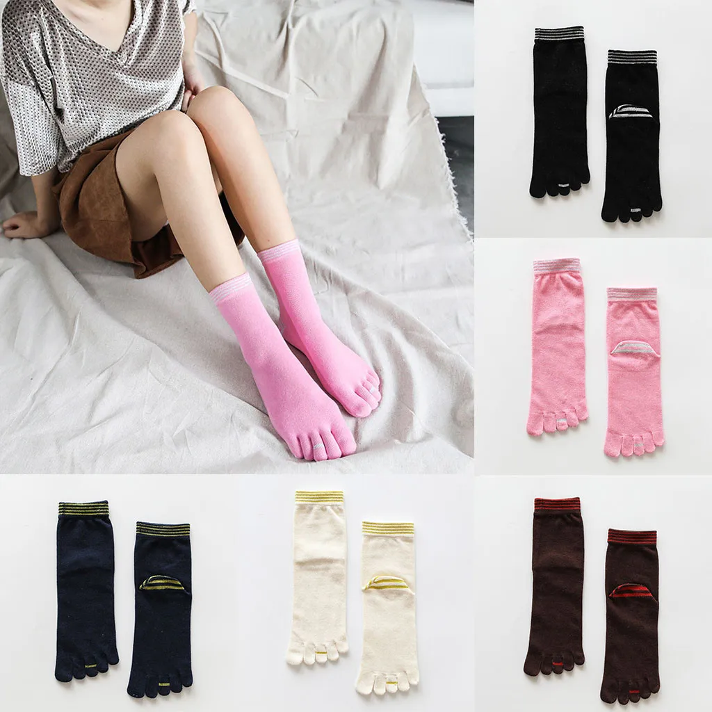 

Funny Cute Socks Various Colors Women Solid Color Toe Socks Five Finger Socks Warmer Funny Socks Designed School Students Sale