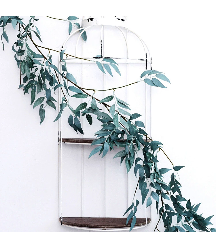 Artificial Ivy Leaf Eucalyptus Leaves Home Decor Wedding Decoration Plants Plastic Green Long Vine Fake Foliage Handmade 180cm