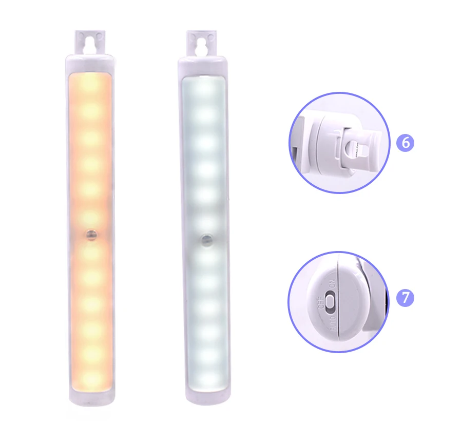 Движения Сенсор ночник питьевой гардероб бра Батарея питание Беспроводной Кабинета светодиодов лампа с магнитной полосой