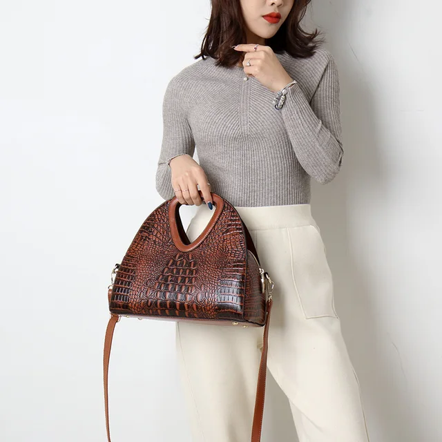 2019 New Alligator Women Handbag Brand Luxury Leather Half Moon Women Shoulder Bags Designer Ladies Hand Bags Sac A Main Femme - Image 6