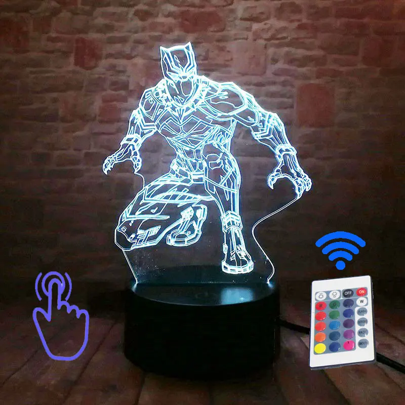 Remoter and Touch Светильник Мстители Железный человек модель 3D иллюзия светодиодный ночной Светильник красочный светильник Человек-паук Marvel Thonas фигурка игрушки - Цвет: Remoter and Touch