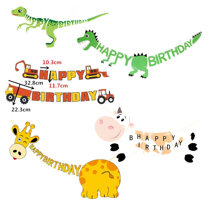 

1pcs Happy Birthday Banners Dinosaur Party Decor Baby Shower Girl Birthday Party Decorations Kids Event Party Supplies Jungle