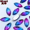 Micui 50Pcs 10*23mm Double color Horse eye Acrylic Rhinestones Crystal Flatback Gems For Clothes Dress Sew On ZZ96 ► Photo 2/6