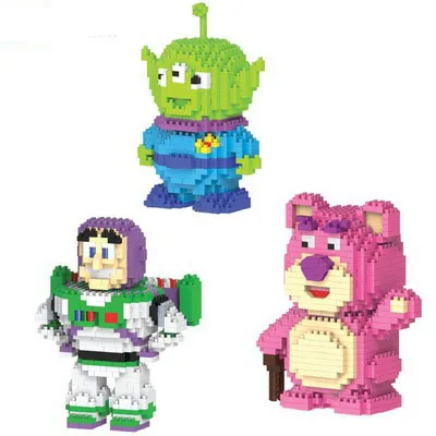 

Mini Anime Toy Story Buzz Lightyear Lotso Bear Alien Block Set DIY Building Brick Toy For Kids with Manual