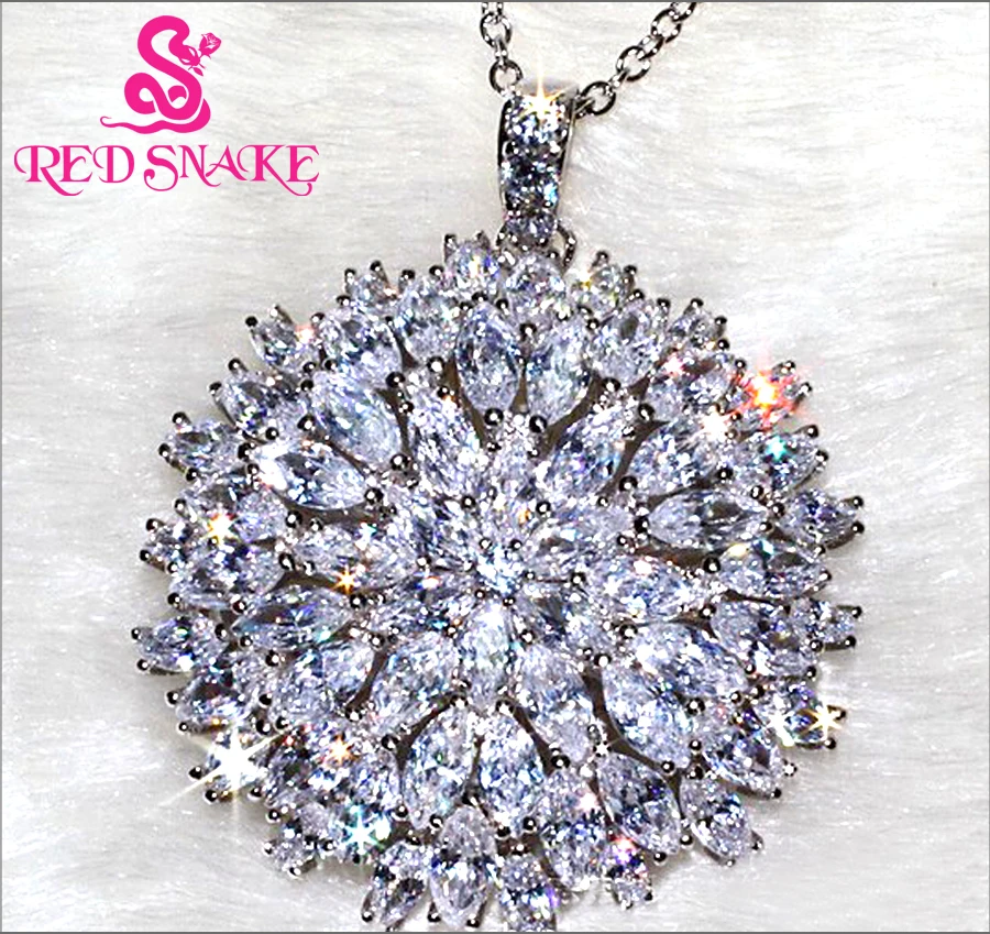 

RED SNAKE Brand Product Micro Insert Sun Flower Design Fashion Jewelry Round Pendant for Women 3A Zircon 65 Grain Pebble