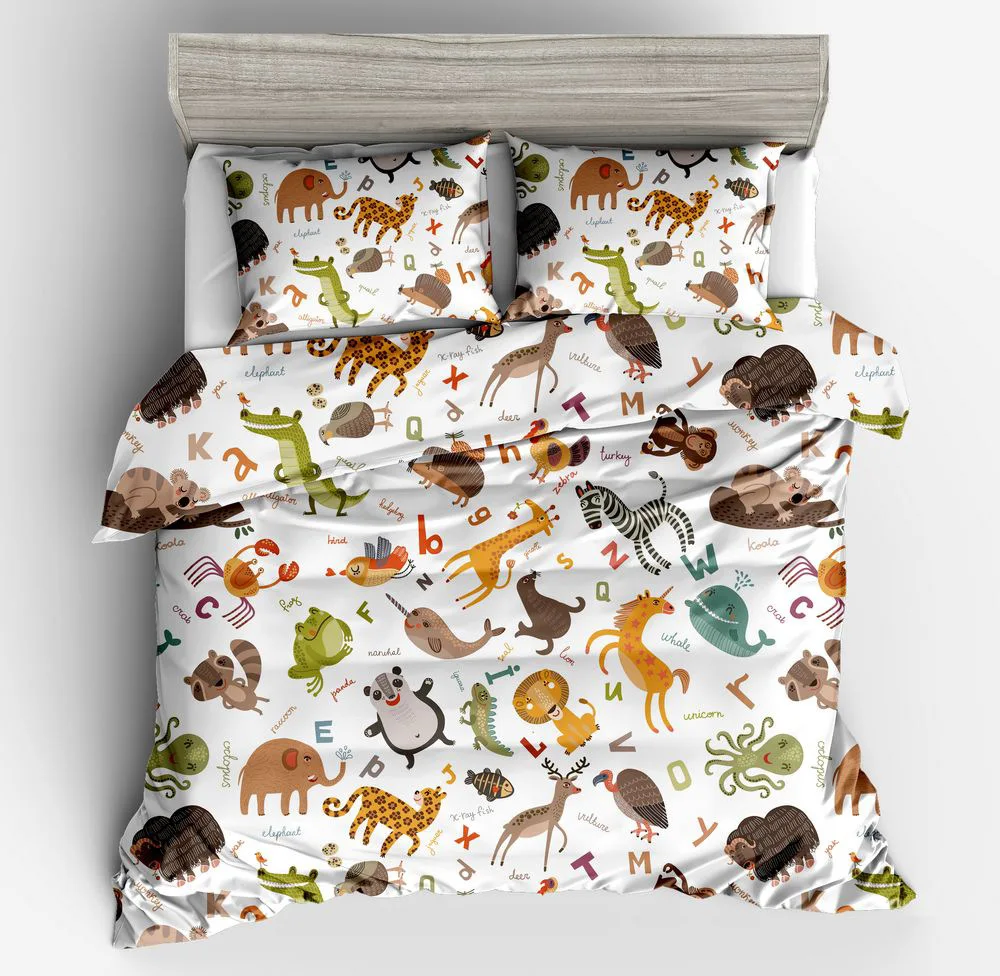 New Cute little animal fox elephan Duvet Cover 2/3pcs British Style Family student dormitory Quilt cover pillowcase Home Textile | Дом и сад
