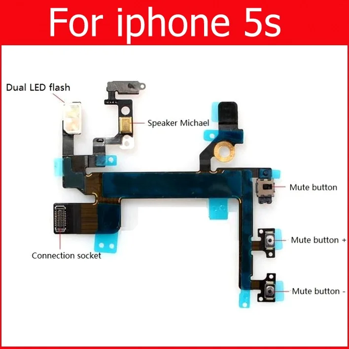 Гибкий кабель для iPhone 4, 4S, 5, 5S, 5C, SE, кнопка включениявыключения звука и питания (art.: 7a55b8285) - 7a55b8285