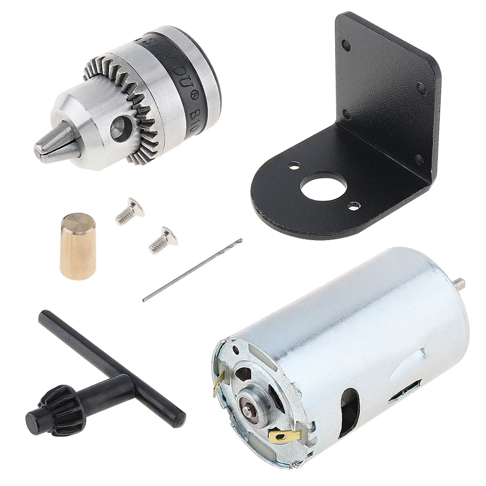 DC 12V 36V 555 Motor Bench Mini Hand Drill with 0.6 6mm B10 Chuck and Mounting Bracket Lathe