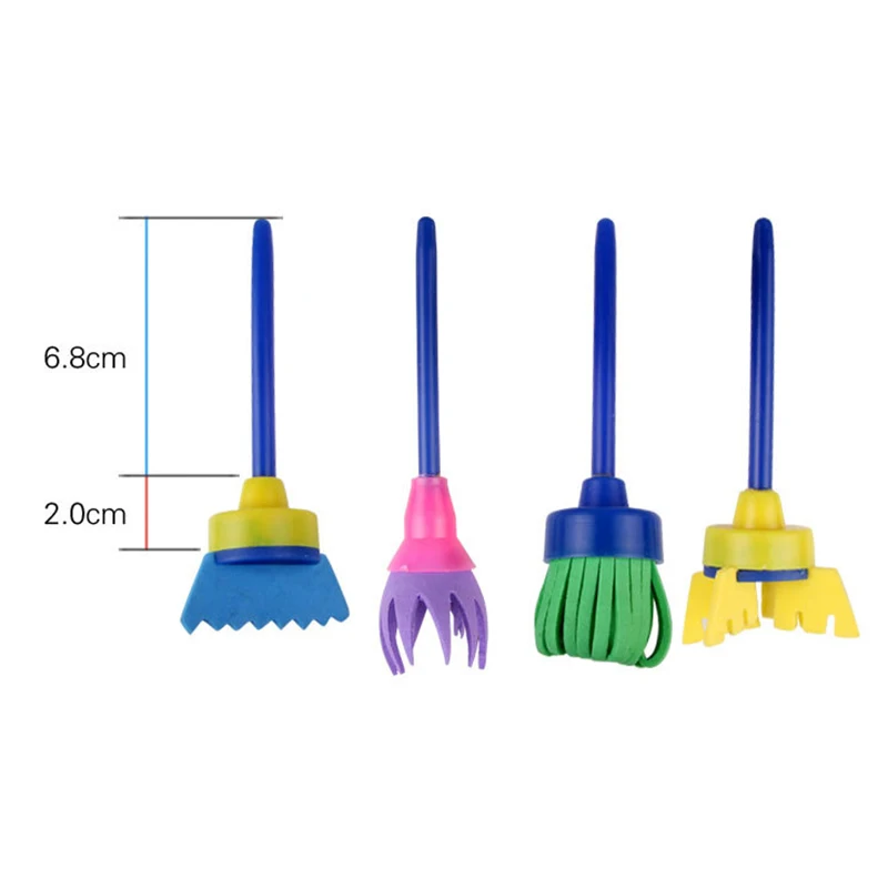 4pcs/set Rotate Spin Paint Drawing Sponge Brushes Kids DIY Flower Sponge Art Graffiti Brushes Painting Tool Educational Toys