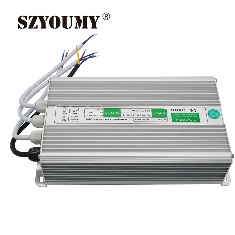 SZYOUMY 1 шт. светодиодный драйвер 12 в 250 Вт Водонепроницаемый Электронный Драйвер трансформатор 12 в 250 Вт Питание Трансформаторы освещения