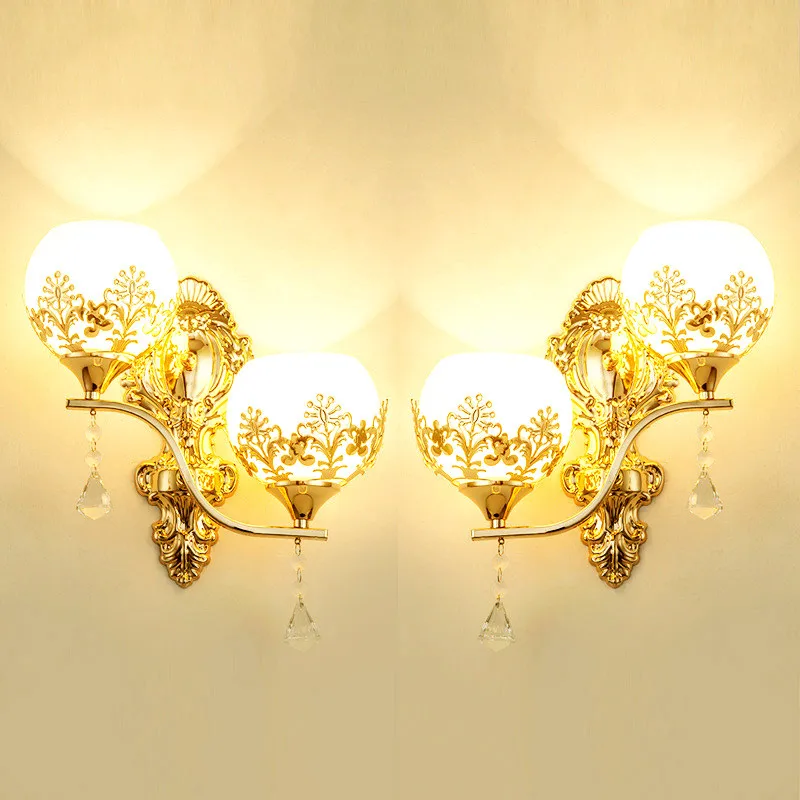 

European Led Crystal Wall Lamp Gold Living Room Sconce Wall Light Bedroom Reading Lamps Corridor Stairs Light Home Decoration