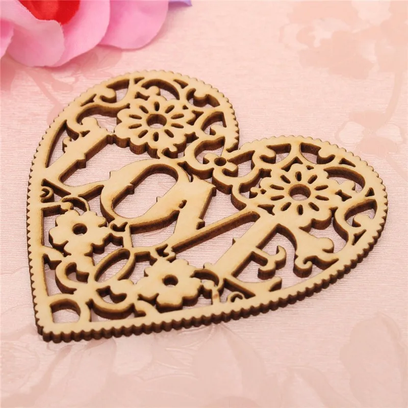 2021 Modern DIY Laser Cut Decorative Heart Unfinished Wooden Shapes Craft Embellishments Wood