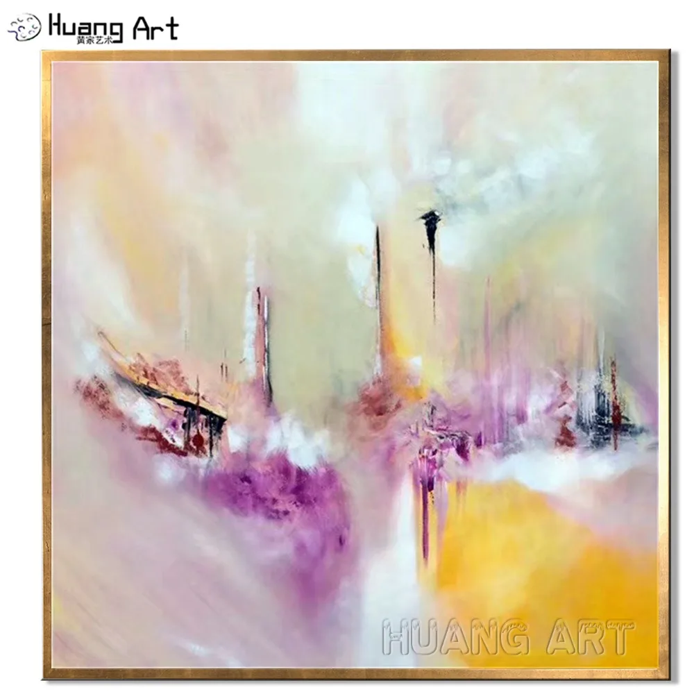 

Modern Pink Abstract Oil Painting Hand-painted High Quality Abstract Landsacpe Oil Painting on Canvas for Room Decor Wall Art