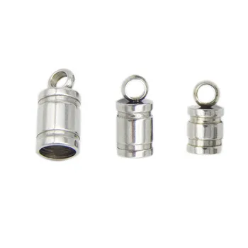 

10pcs 2/3/4/5/6/8mm Stainless Steel Cord End Caps Hooks Round Connector For Rope Bracelet&Necklace DIY Jewelry Making Findings