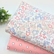 Хлопок саржевая ткань пасторальный оранжевый/розовый/синий маленький цветок Сердце Ткань для комплект кровати «сделай сам» одежда стеганое домашнее украшение tela