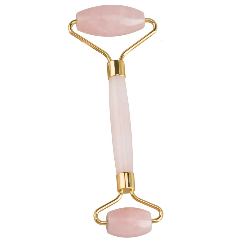 Натуральный розовый кварц для массажа лица Кристалл Камень для тела нефритовый массажер роликовый уход за кожей ролик для удаления морщин инструмент для красоты