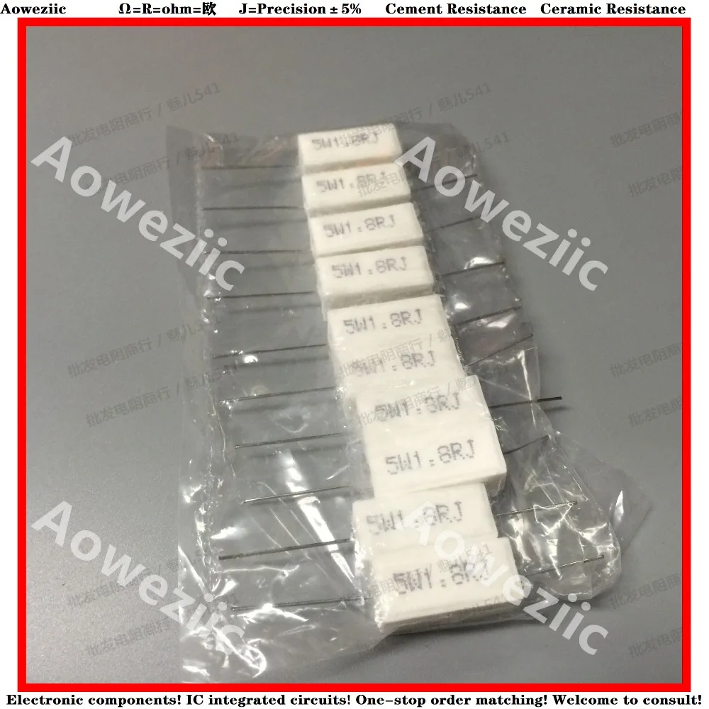 

10Pcs RX27 Horizontal cement resistance 5W 1.8ohm 1.8R 1.8RJ 5W1.8RJ 5W1R8J Ceramic Resistance precision 5% Power resistance