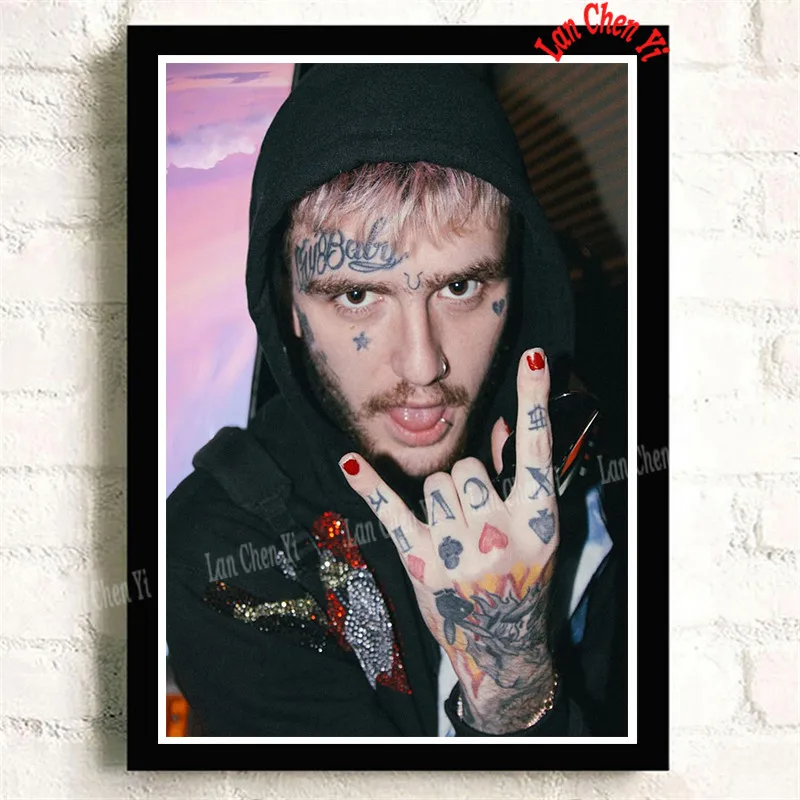 Lil Peep бумага с покрытием плакат для кафе высокое качество печати рисунок ядро декоративная живопись 42*30 см - Цвет: Черный