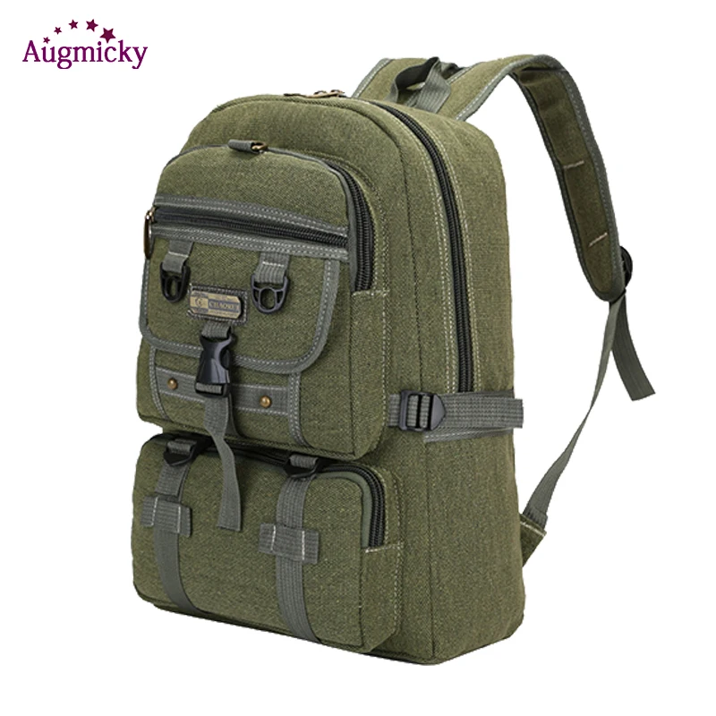 

Men's Military Canvas Laptop Backpack 15 Inch NotebookBagpack Schoolbag Travel Backpacks for Teenage Male Computer Knapsack Bags