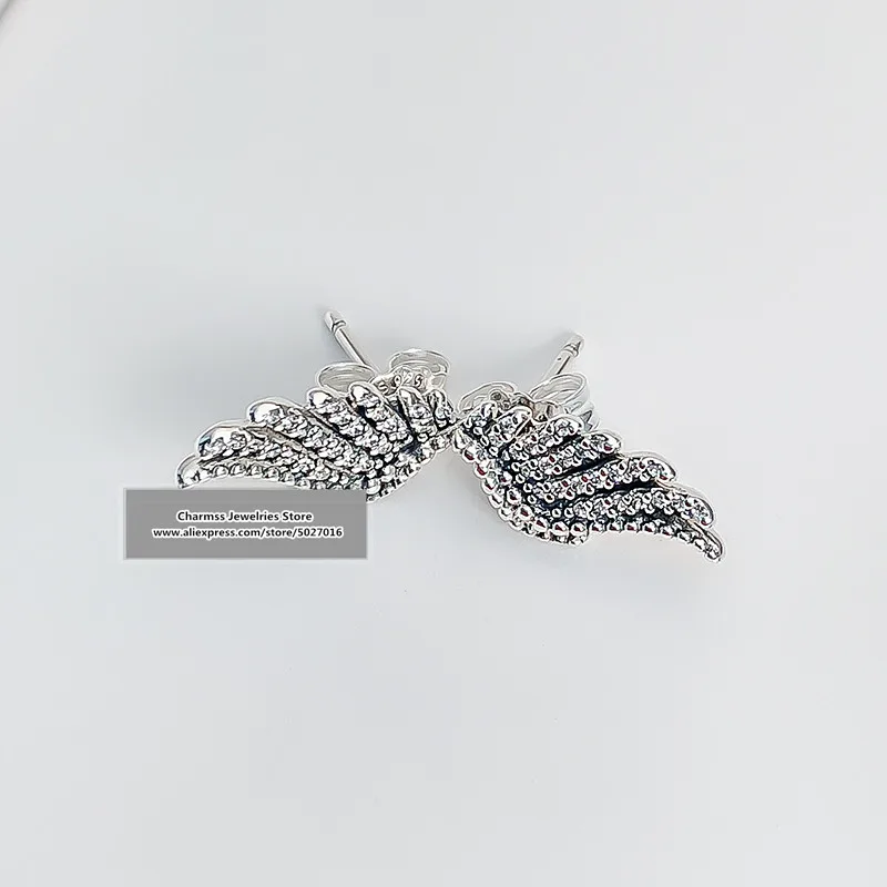 

2019 NEW Euro Charm logo Carving silver 925 jewelry pandoras stud earrings women gifts,1pz