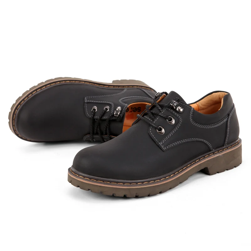 Красивые мужские туфли; кожаные рабочие туфли; большие размеры 28-76; мужская повседневная обувь с мехом; теплые ботинки; Мужская водонепроницаемая обувь; 6277 - Цвет: Black