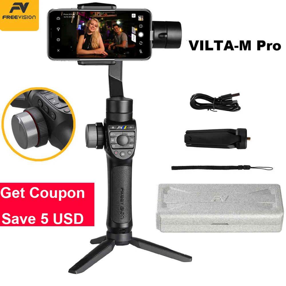  Freevision Vilta-M Pro 3-Axis Handheld Smartphone Gimbal Stabilizer for Huawei P30 Pro IPhone Gopro