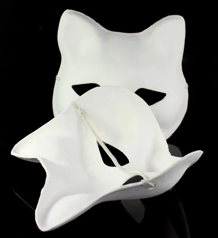 DIY пустой неокрашенные Бумага пульпа маски лисы белый окружающую среду Изобразительное искусство живопись программы маскарад Вечерние Половина маска 10 шт./лот