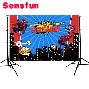 

7x5FT Super Heroes Comics Spiderman Building Children Custom Photo Studio Backdrop Background Vinyl