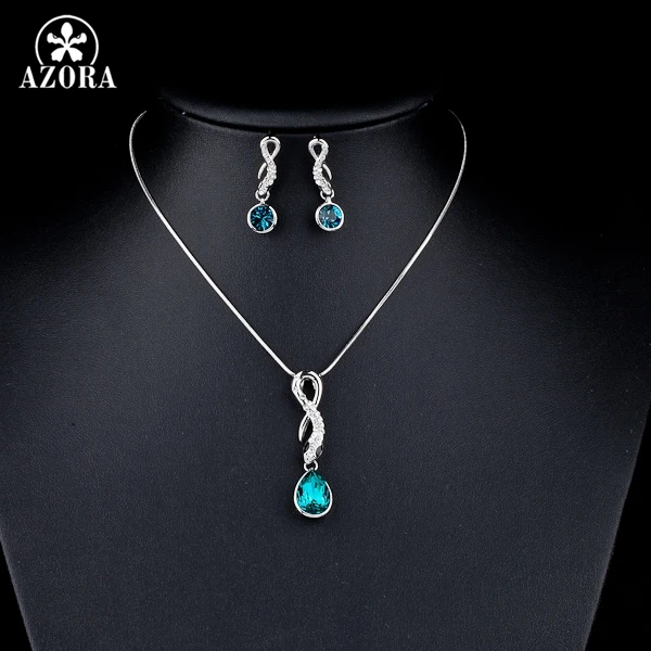Серьги подвески и ожерелье с австрийским кристаллом|earrings and necklace|jewelry setsdrop jewelry sets