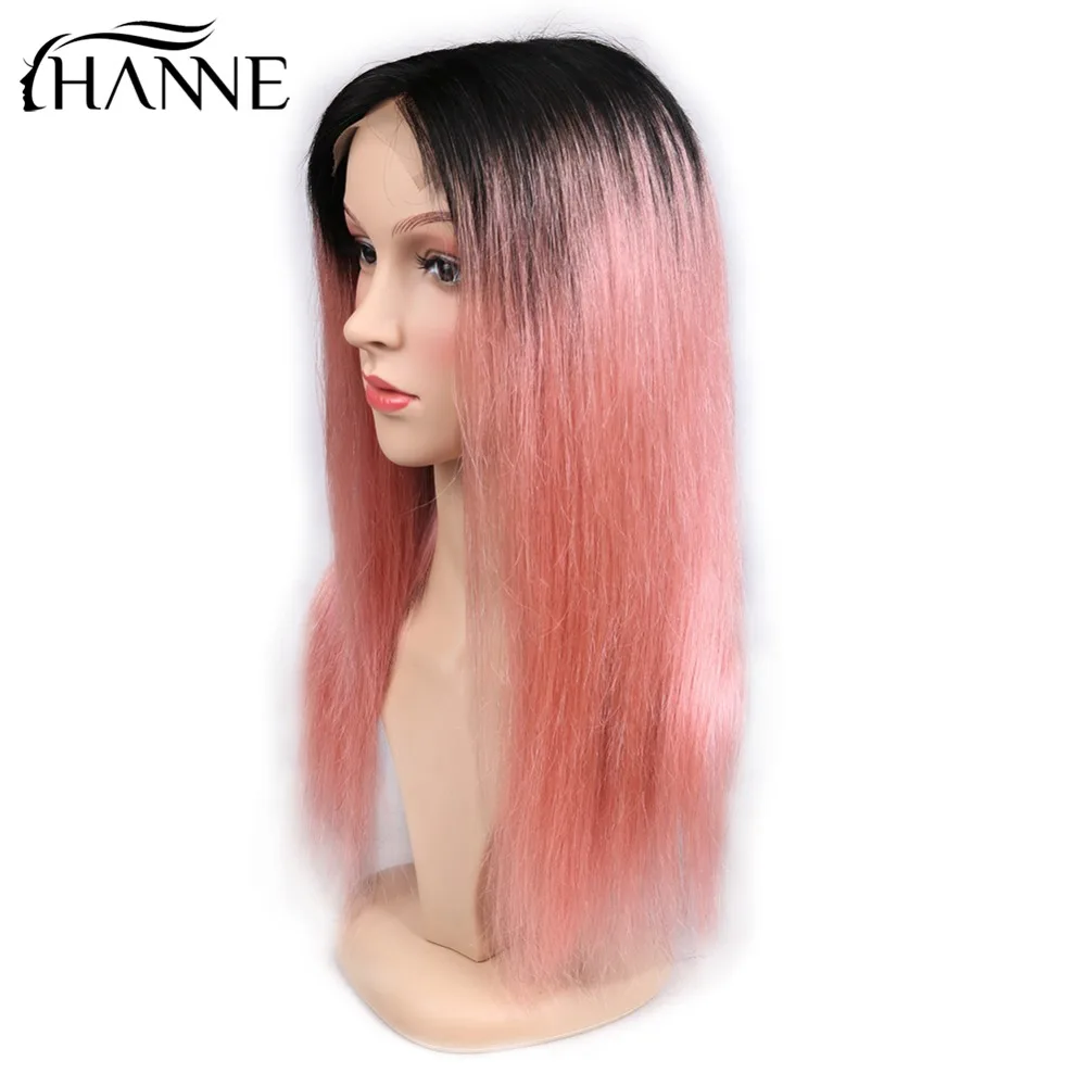 HANNE волосы 4*4 Кружева Закрытие розовые парики для женщин средняя часть человеческих волос Парики 1B/розовый цвет 150% плотность бразильский парик Remy