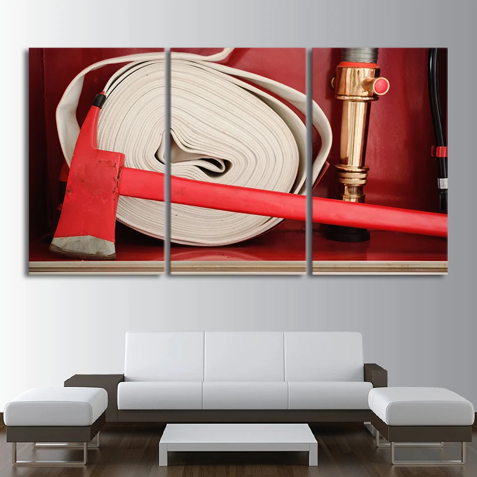 

Modular Hd Prints Pictures Home Decoration 3 Panel Fire Hose Paintings Canvas Poster Modern Wall Art For Living Room Framework