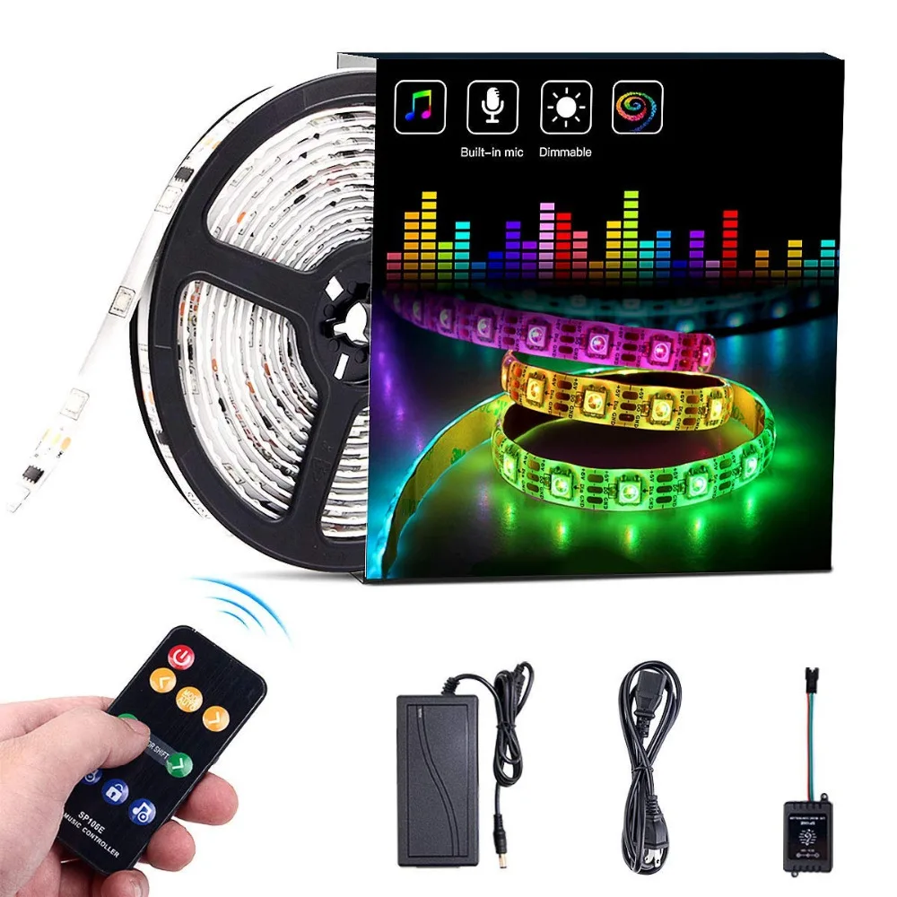 Светодиодная лента Dream Color Music 5050 12V 150 LED Встроенный IC 16.4ft Синхронизация с музыкой