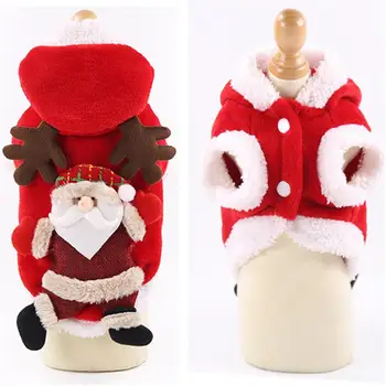 

Santa Pet Dog Costume Christmas Clothes for Small Dogs Winter Dog Hooded Coat Jackets Puppy Cat Clothing Chihuahua Yorkie Outfit