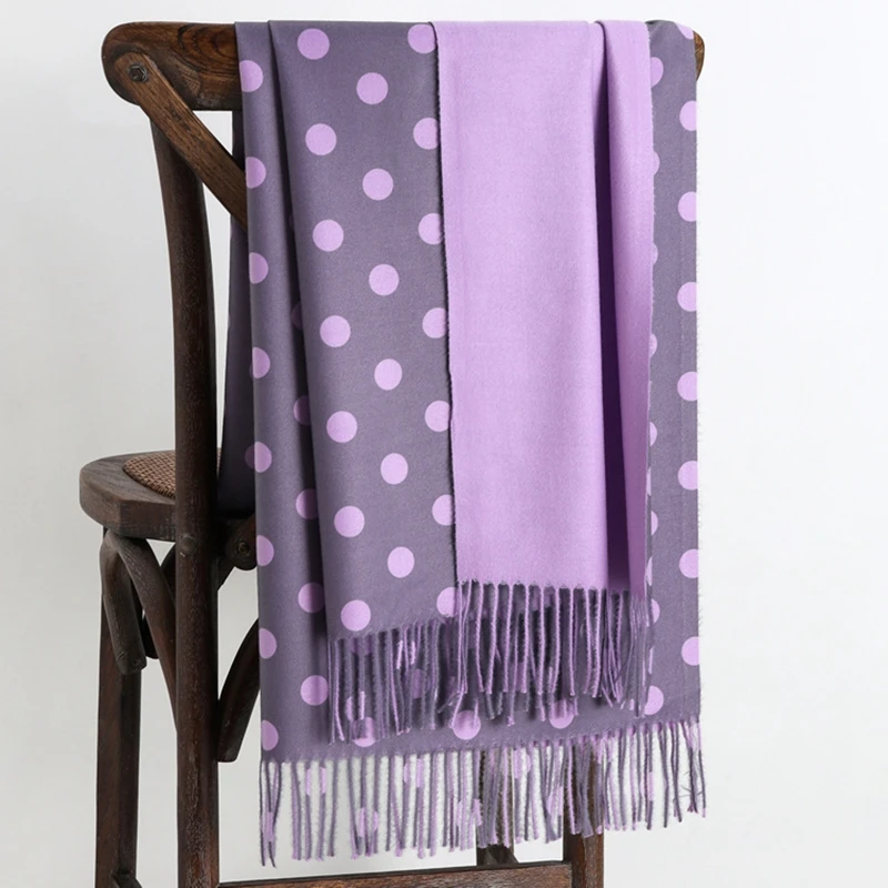 LARRIVED роскошный бренд новые зимние теплые кашемировые шарфы с узором в горошек высокого качества длинные женские плотные шарфы и шали