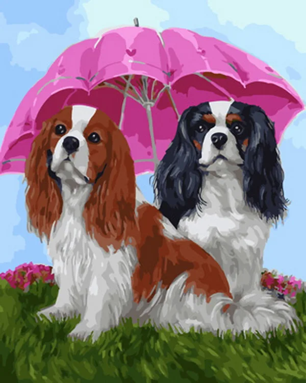 

Frameless diy paintings by numbers animals paint by number for home decor PBN for living room 4050 dog with umbrella