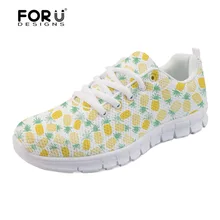 FORUDESIGNS/брендовая дизайнерская женская повседневная обувь с милым ананасом; женские кроссовки на плоской подошве; сезон весна-лето; удобная женская обувь из сетчатого материала