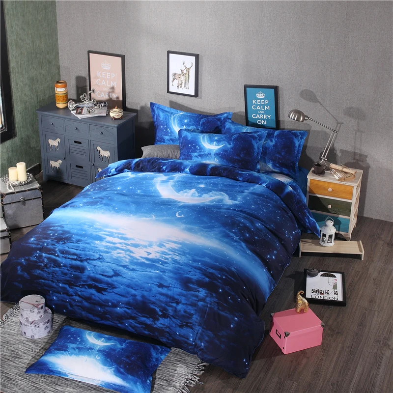 

Papa&Mima Cloud layer print Simple style 100% Polyester Queen Twin size duvet cover pillowcases sets no Sheet Dropshipping