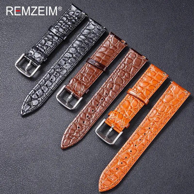 18mm 20mm 22mm Double Sided Genuine Leather Watch Band Strap Quick Release Cowhide Watchband Belt With Steel Buckle Free Tool