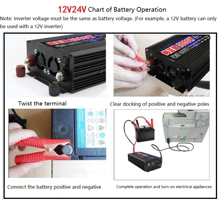 Чистый синусоидальный инвертор 12V24V48V60V до 220V2000W автомобильный бытовой двойной цифровой дисплей