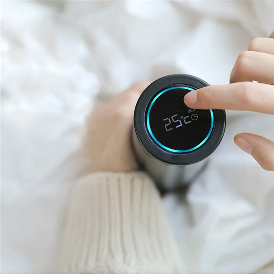

LED Digital Smart Vacuum Mug Thermos high quality Stainless Steel HOT Water Bottle wireless charging Travel Cup #1229 A#487