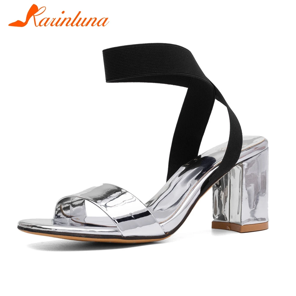

KARINLUNA New Brand 2019 Big Size 32-43 High Heels Women Shoes Fashion Sweet Party Summer Sandals Shoes Woman