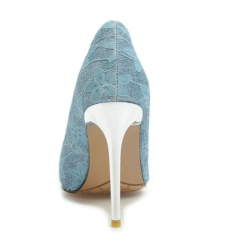 ESVEVA 2019 Women Pumps Slip on Pointed Toe PU Leather+Lace Thin Super High Heel Fashion Shallow Shoes Spring/Autumn Size34-43 ESVEVA 2019 Women Pumps Slip on Pointed Toe PU Leather+Lace Thin Super High Heel Fashion Shallow Shoes Spring/Autumn Size34-43