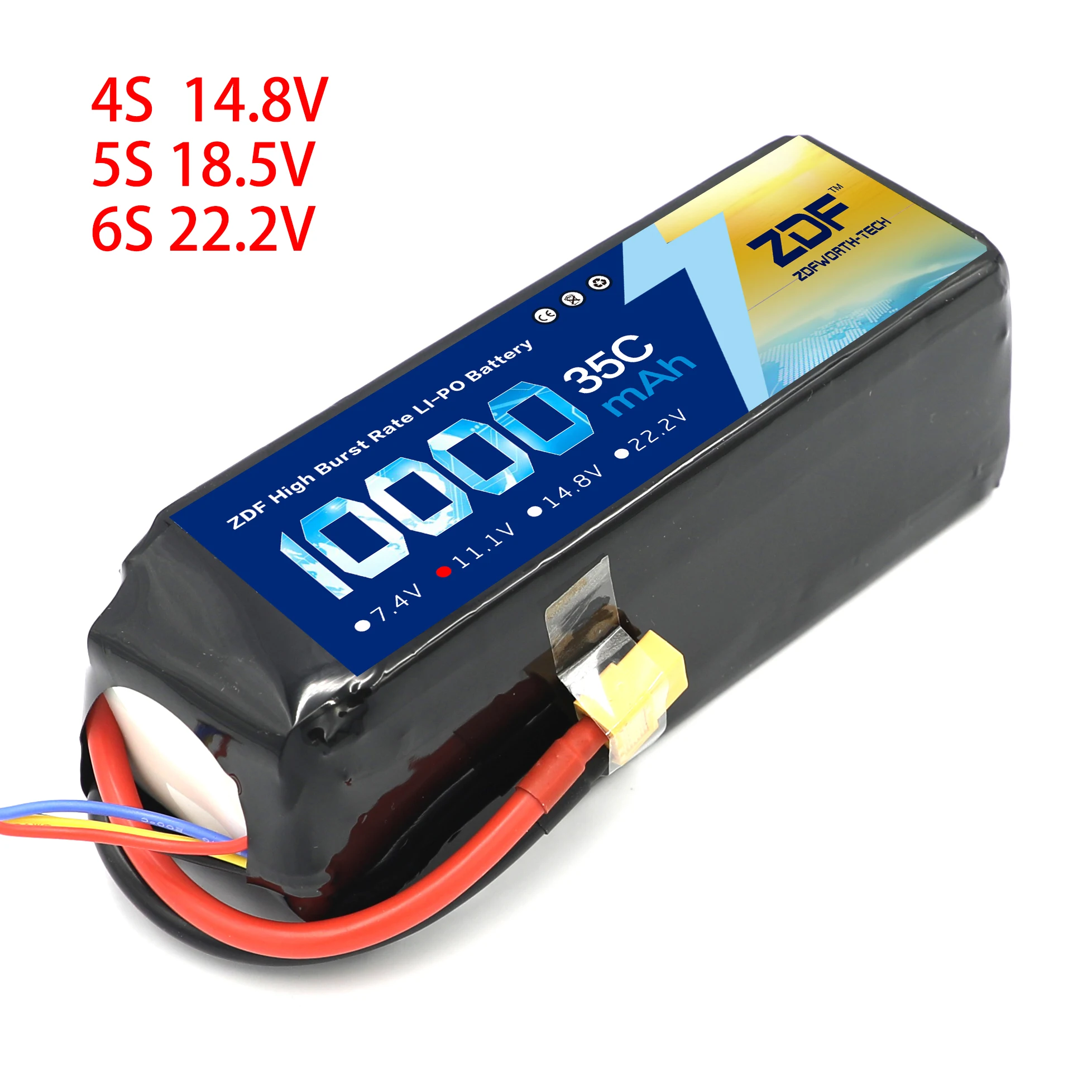 ZDF 4S 5s 6 S 14,8 V 18,5 V 22,2 V 10000 mAh 35C MAX 70C RC Lipo батарея для RC вертолет самолет Дрон гоночный 1:5 1:8 автомобиль